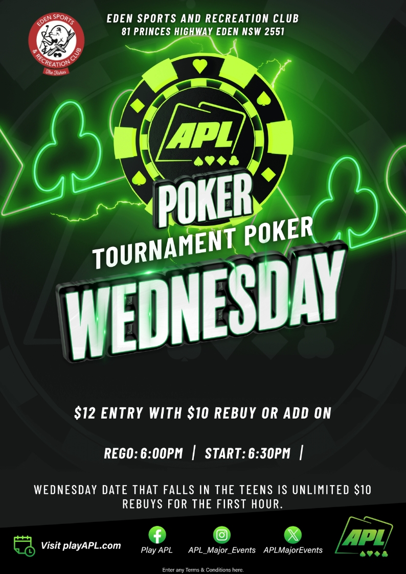 APL Poker every Wednesday