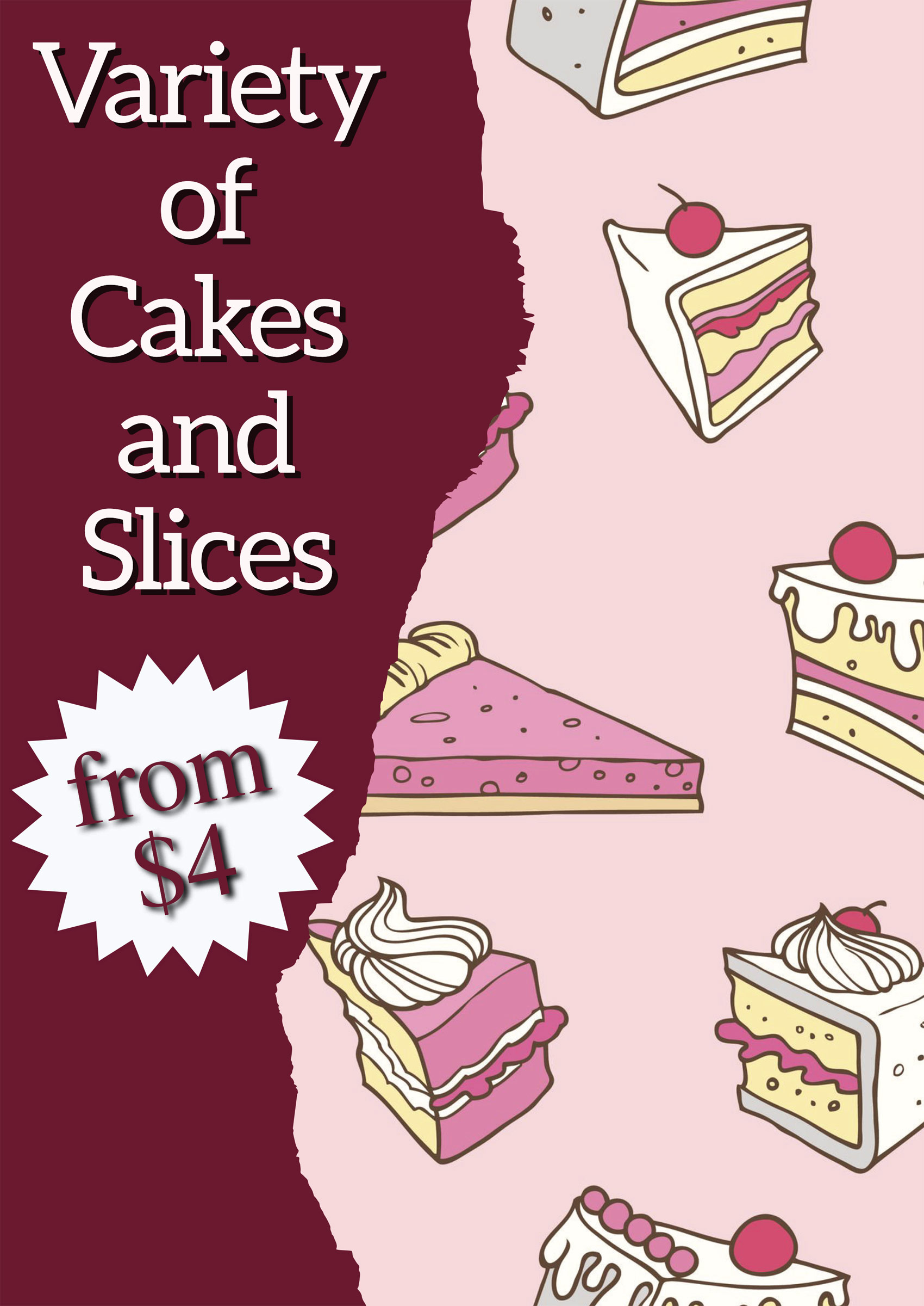 variety of cakes and slices at eden sports rec club