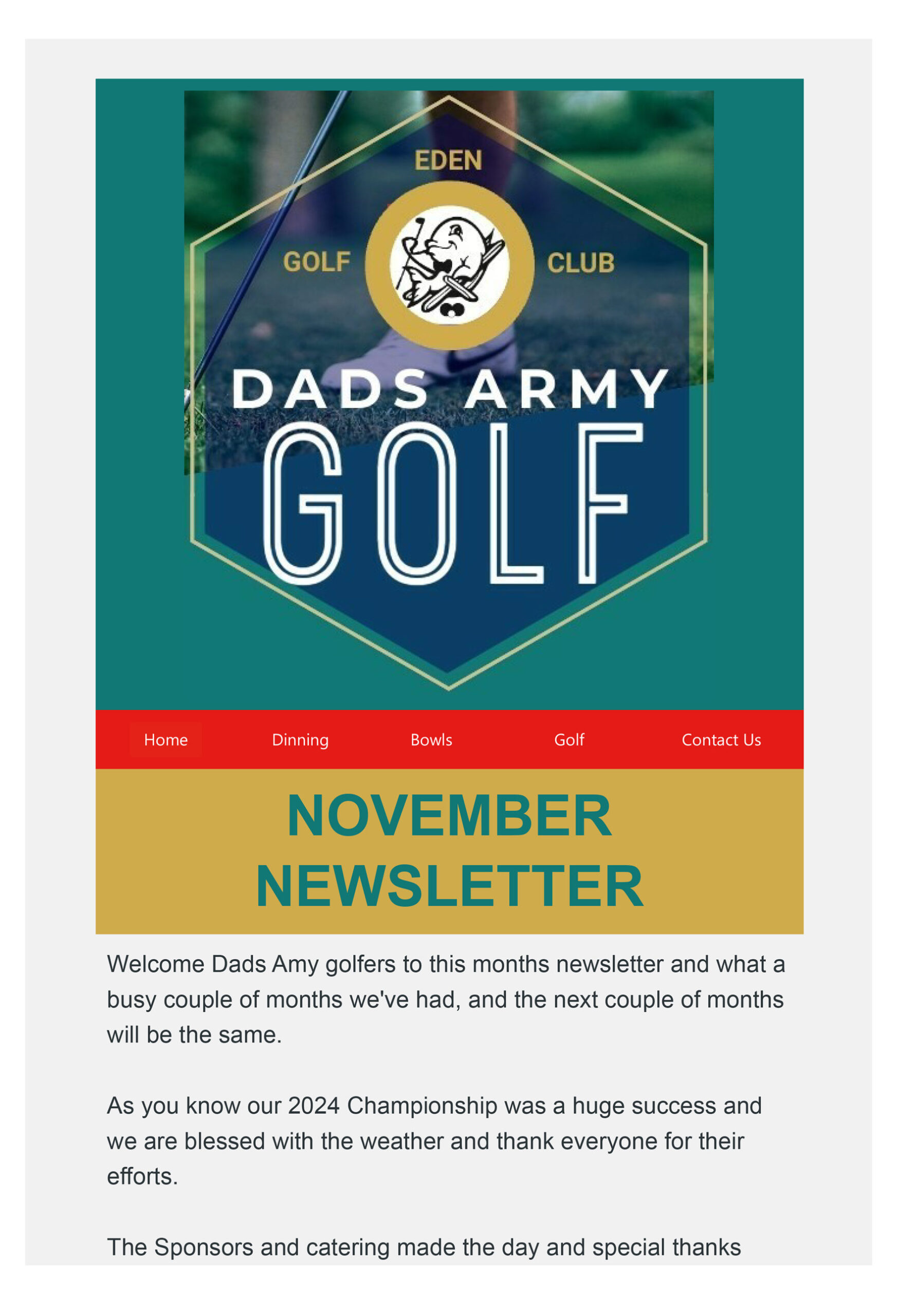 Dad's Army Golf November Newsletter