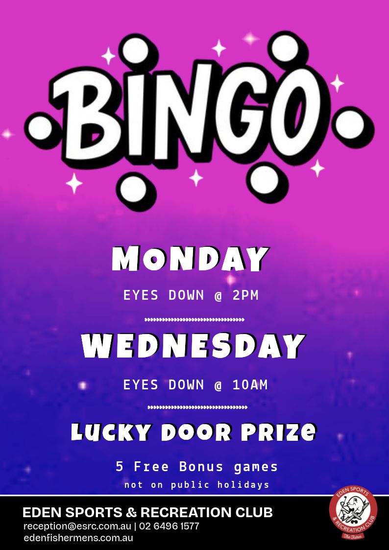 5 Bingo bingo Mondays and Wednesdays