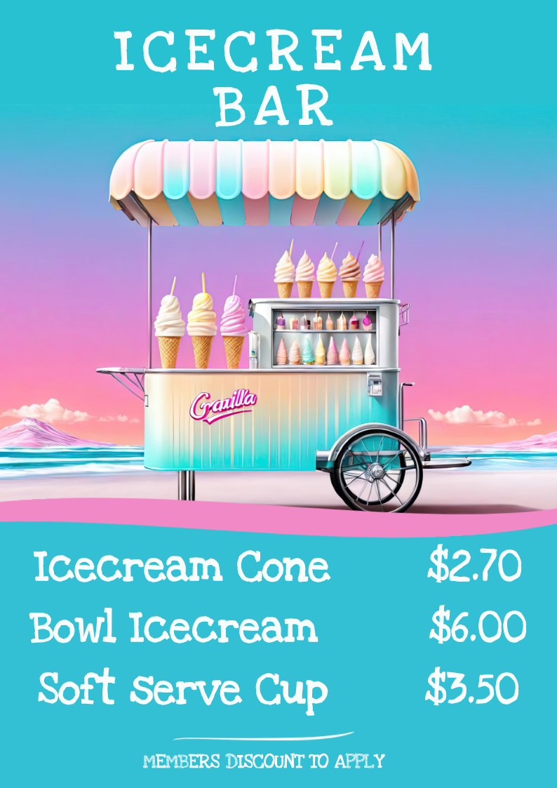icecream bar at eden sports rec club